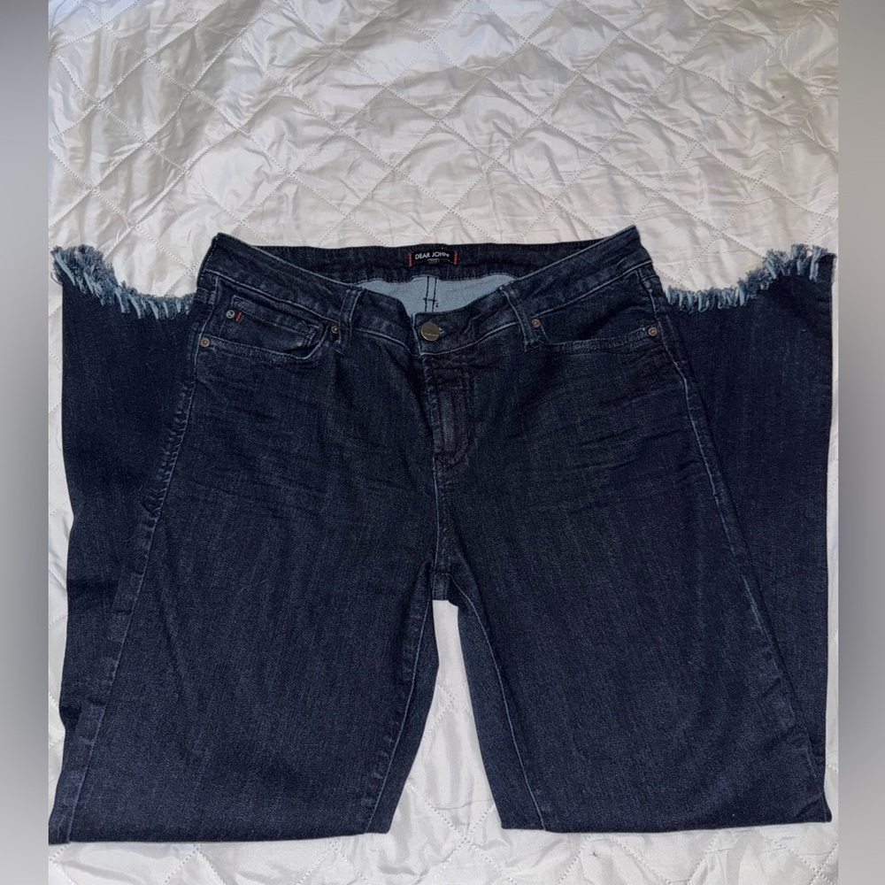 Dear John Midnight Blue Flare Jeans with Distressed Hem